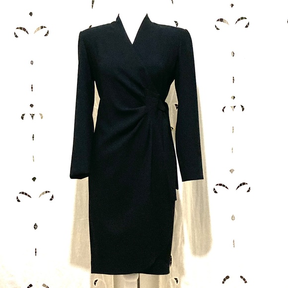 Glamorous Vintage Liz Claiborne, Wrap Dress, Black, Size 2P - Picture 3 of 7